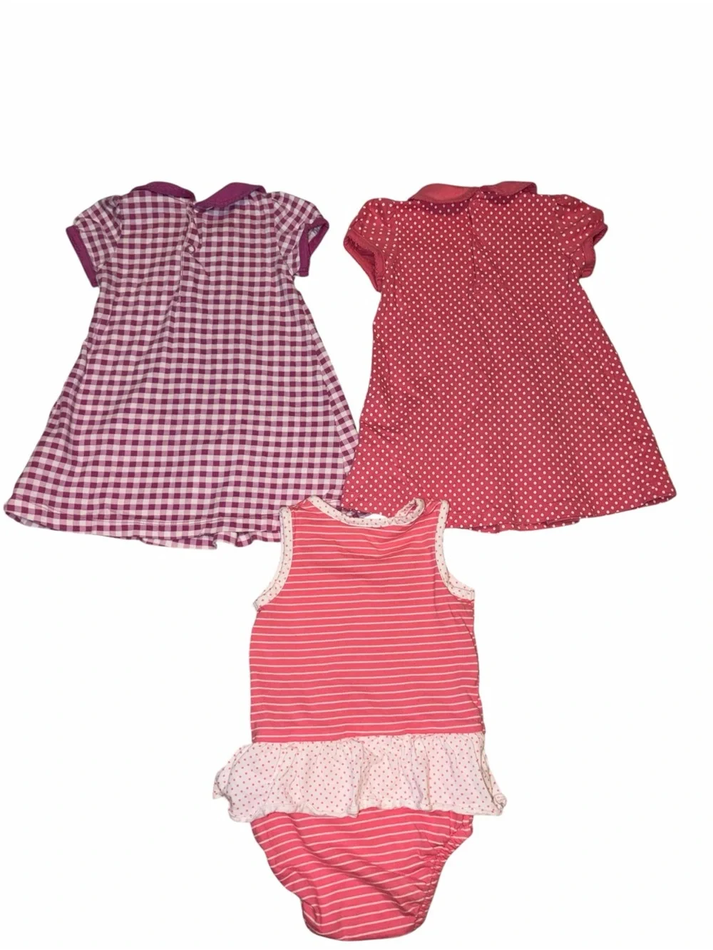 Vintage Y2K Carter’s Baby Girl 12M 3pc Floral Dress Romper Bundle Gingham Resort